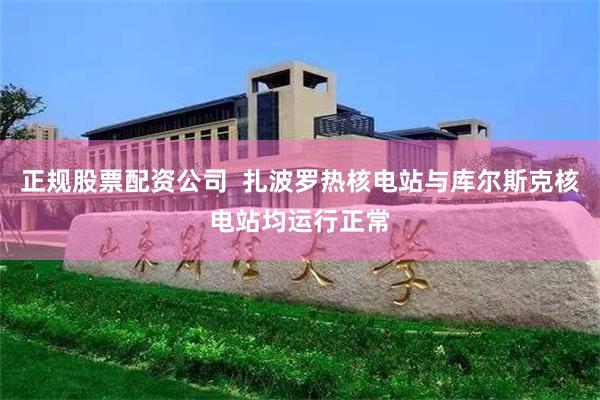 正规股票配资公司  扎波罗热核电站与库尔斯克核电站均运行正常