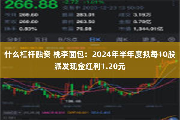 什么杠杆融资 桃李面包：2024年半年度拟每10股派发现金红利1.20元