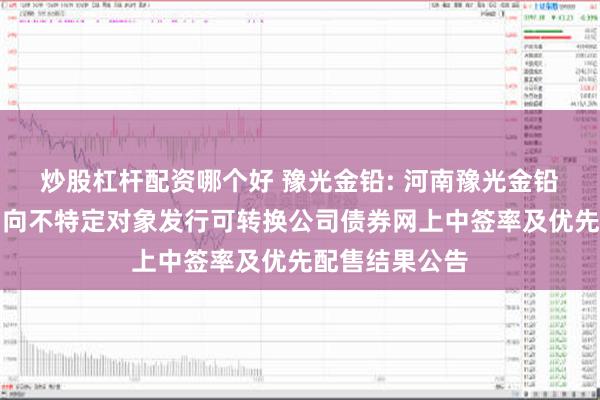 炒股杠杆配资哪个好 豫光金铅: 河南豫光金铅股份有限公司向不特定对象发行可转换公司债券网上中签率及优先配售结果公告